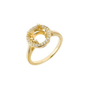14K Yellow 8mm Round 1/6 CTW Natural Diamond Semi-Set Halo-Style Ring
