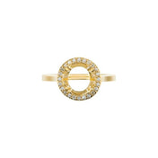 14K Yellow 8mm Round 1/6 CTW Natural Diamond Semi-Set Halo-Style Ring