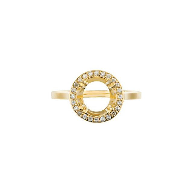 14K Yellow 8mm Round 1/6 CTW Natural Diamond Semi-Set Halo-Style Ring