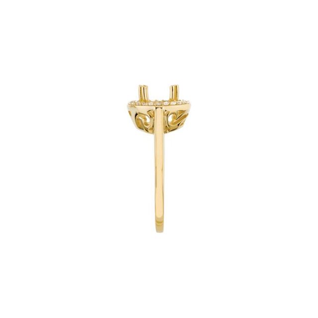 14K Yellow 8mm Round 1/6 CTW Natural Diamond Semi-Set Halo-Style Ring