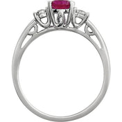 14K White Lab-Grown Ruby & .04 CTW Natural Diamond Ring