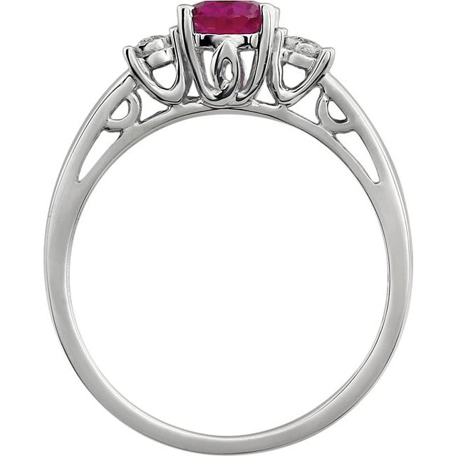 14K White Lab-Grown Ruby & .04 CTW Natural Diamond Ring