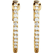 14K Yellow 1/2 CTW Natural Diamond Inside-Outside 19 mm Hinged Hoop Earrings