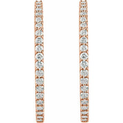 14K Rose 5 CTW Natural Diamond Inside-Outside 41.5 mm Hinged Hoop Earrings