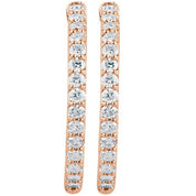 14K Rose 2 CTW Natural Diamond Inside-Outside 29.5 mm Hinged Hoop Earrings
