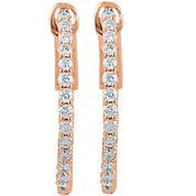 14K Rose 1/2 CTW Natural Diamond Inside-Outside 19 mm Hinged Hoop Earrings
