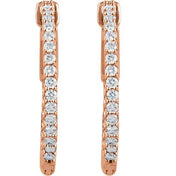 14K Rose 3/4 CTW Lab-Grown Diamond Inside-Outside 23 mm Hinged Hoop Earrings