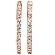 14K Rose 1 CTW Lab-Grown Diamond Inside-Outside 26.5 mm Hinged Hoop Earrings