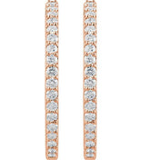 14K Rose 3 CTW Lab-Grown Diamond Inside-Outside 34.5 mm Hinged Hoop Earrings