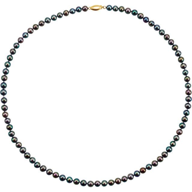 14K Yellow Panache?  Cultured Black Freshwater Pearl 20" Necklace