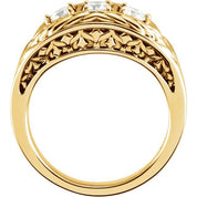 14K Yellow 1/2 CTW Natural Diamond Three-Stone Ring