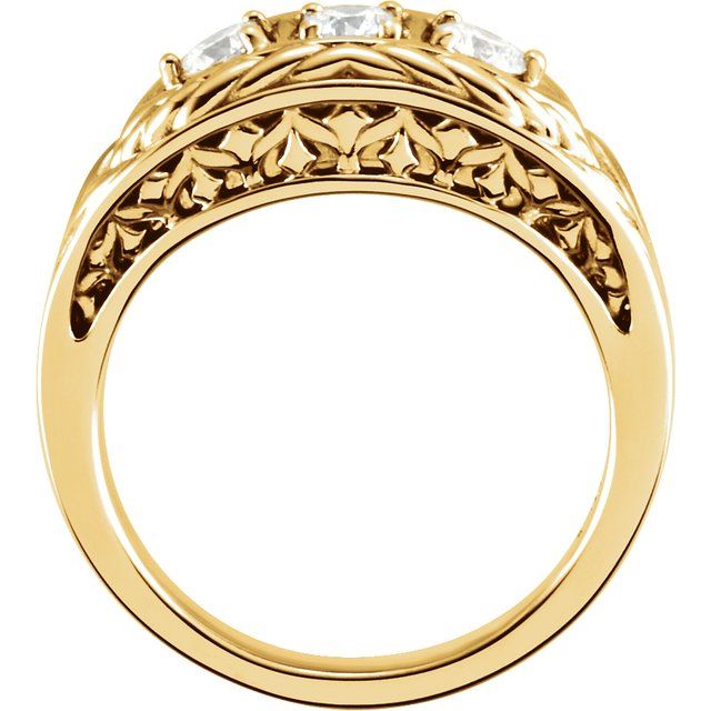 14K Yellow 1/2 CTW Natural Diamond Three-Stone Ring