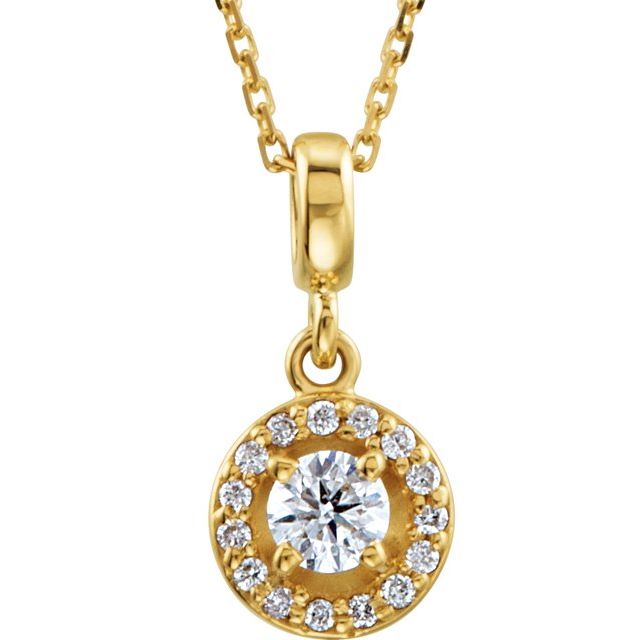 14K Yellow 1/5 CTW Natural Diamond Halo-Style 18" Necklace