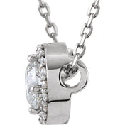 14K Lab-Grown Diamond Halo-Style 16" Necklace with 1/5 to 1/2 CTW Diamond Accents