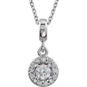 14K White 1/5 CTW Natural Diamond Halo-Style 18" Necklace