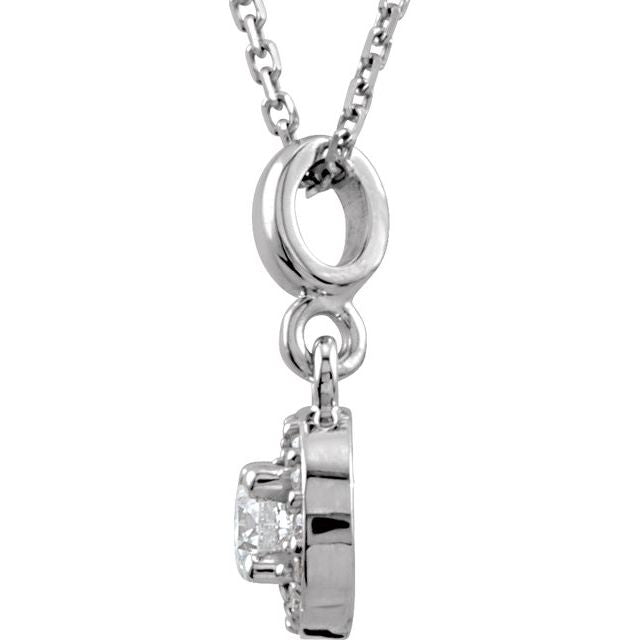 14K White 1/5 CTW Natural Diamond Halo-Style 18" Necklace