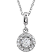 14K White 1/5 CTW Natural Diamond Halo-Style 18" Necklace