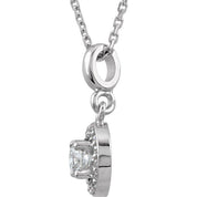14K White 1/5 CTW Natural Diamond Halo-Style 18" Necklace