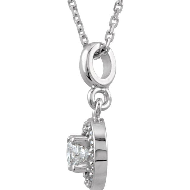 14K White 1/5 CTW Natural Diamond Halo-Style 18" Necklace