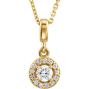 14K Yellow 1/5 CTW Natural Diamond Halo-Style 18" Necklace