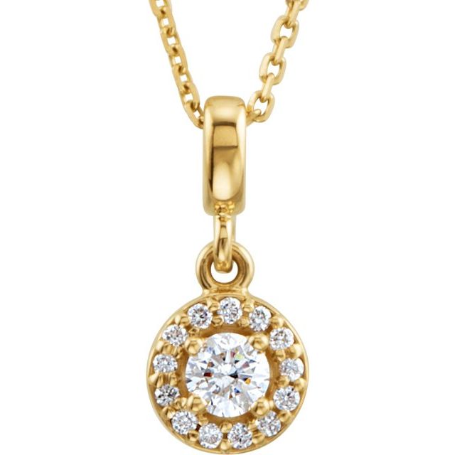 14K Yellow 1/5 CTW Natural Diamond Halo-Style 18" Necklace