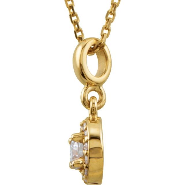 14K Yellow 1/5 CTW Natural Diamond Halo-Style 18" Necklace