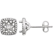 Sterling Silver .015 CTW Natural Diamond Semi-Set Earrings