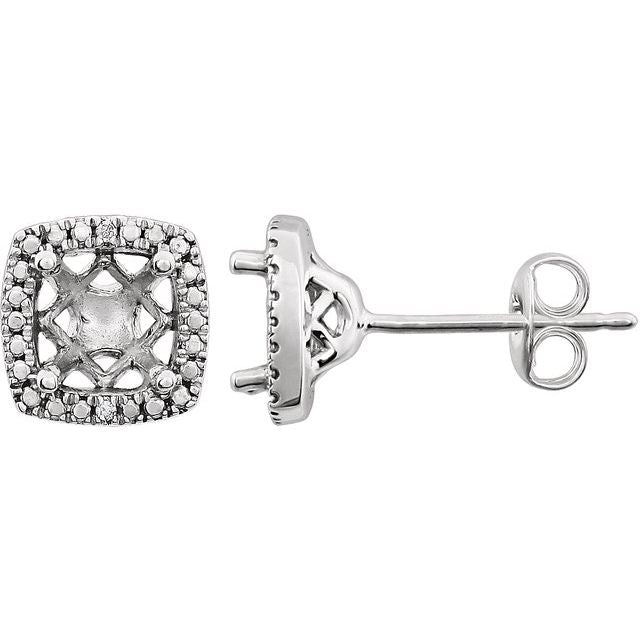 Sterling Silver .015 CTW Natural Diamond Semi-Set Earrings