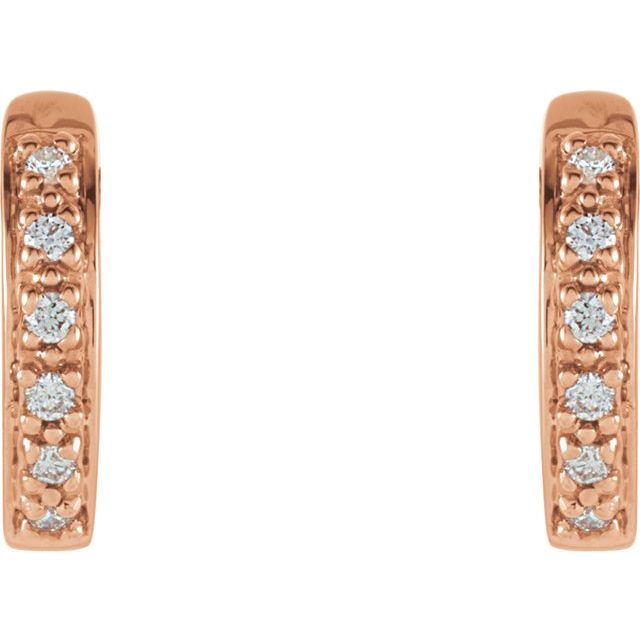 14K Rose 1/10 CTW Natural Diamond Hinged 12.4 mm Hoop Earrings