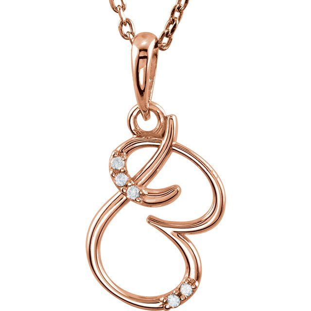 14K Rose Gold .02 CTW Natural Diamond Initial B 18" Necklace