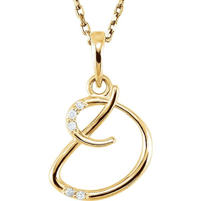 14K Yellow Gold .025 CTW Natural Diamond Initial D Necklace
