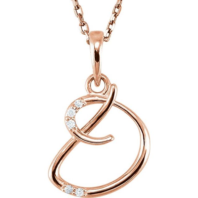 14K Rose Gold .025 CTW Natural Diamond Initial D Necklace