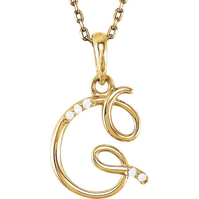 14K Yellow Gold .02 CTW Natural Diamond Initial G 18" Necklace