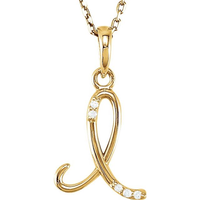 14K Yellow Gold .02 CTW Natural Diamond Initial I 18" Necklace