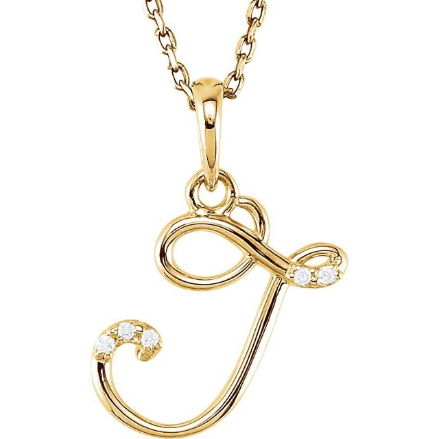 14K Yellow Gold .025 CTW Natural Diamond Initial J 18" Necklace