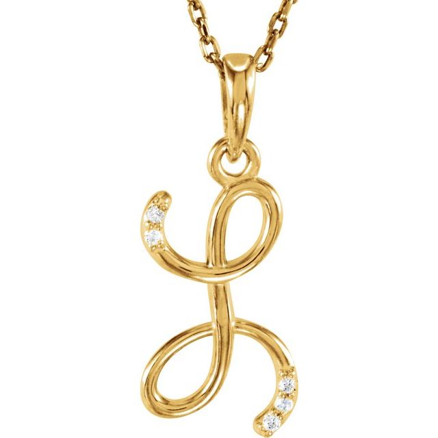 14K Yellow Gold .025 CTW Natural Diamond Initial L 18" Necklace