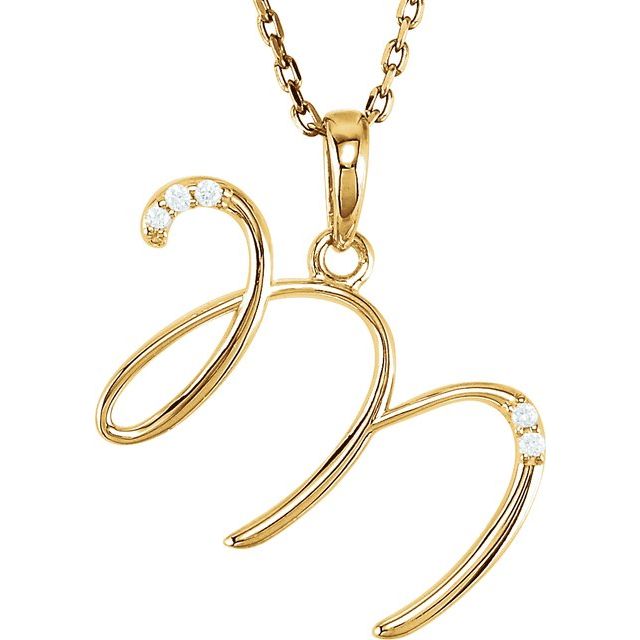 14K Yellow Gold .025 CTW Natural Diamond Initial M Necklace