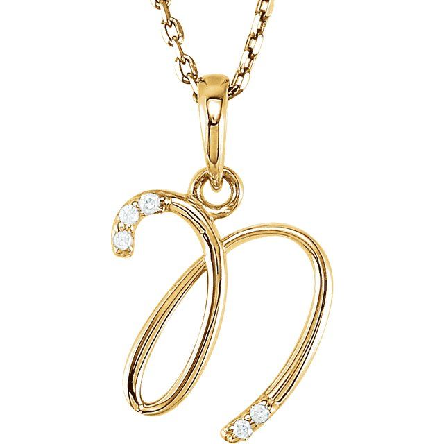 14K Yellow Gold .025 CTW Natural Diamond Initial N Necklace