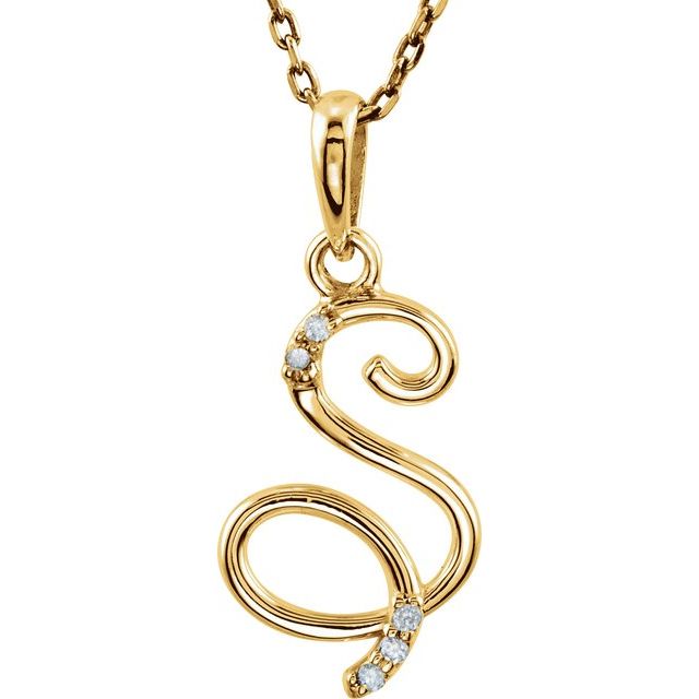 14K Yellow Gold .02 CTW Natural Diamond Initial S 18" Necklace