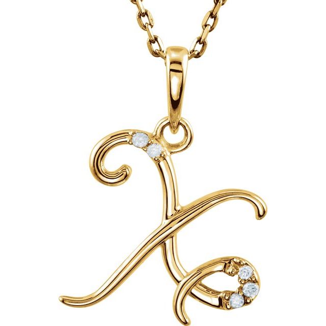 14K Yellow Gold .02 CTW Natural Diamond Initial X 18" Necklace