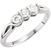 14K White 1/2 CTW Natural Diamond Three-Stone Ring