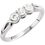 14K White 1/2 CTW Natural Diamond Three-Stone Ring