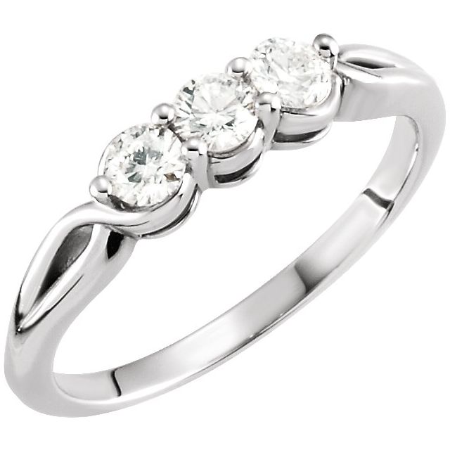 14K White 1/2 CTW Natural Diamond Three-Stone Ring