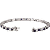 14K White Lab-Grown Blue Sapphire & 2 3/8 CTW Natural Diamond Line 7" Bracelet