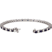14K White Lab-Grown Blue Sapphire & 2 3/8 CTW Natural Diamond Line 7" Bracelet