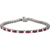 14K White Natural Ruby & 2 1/3 CTW Natural Diamond 7" Bracelet
