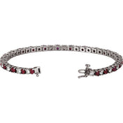 14K White Natural Ruby & 2 1/3 CTW Natural Diamond 7" Bracelet