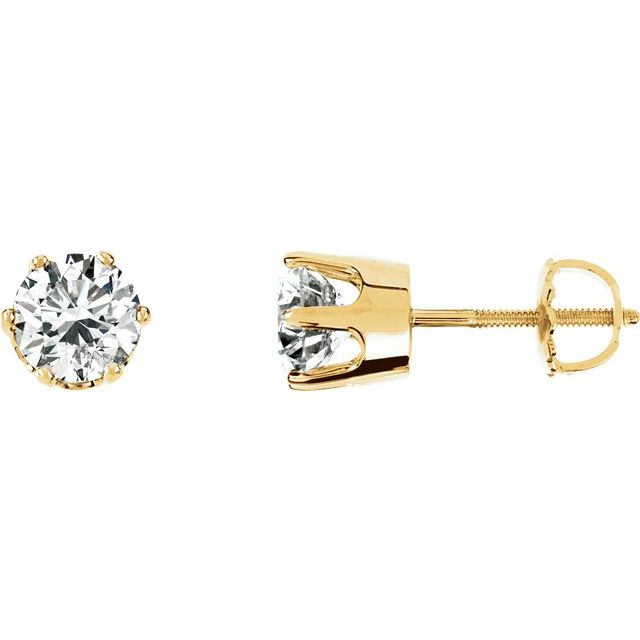 14K Yellow 2 CTW Natural Diamond 6-Prong Stud Earrings