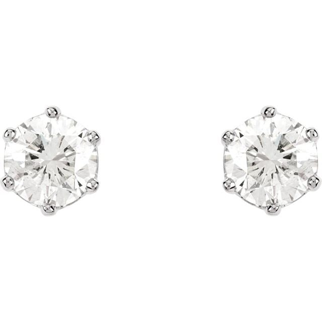 14K White 2 CTW Natural Diamond 6-Prong Stud Earrings