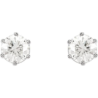 14K White 2 CTW Natural Diamond 6-Prong Stud Earrings